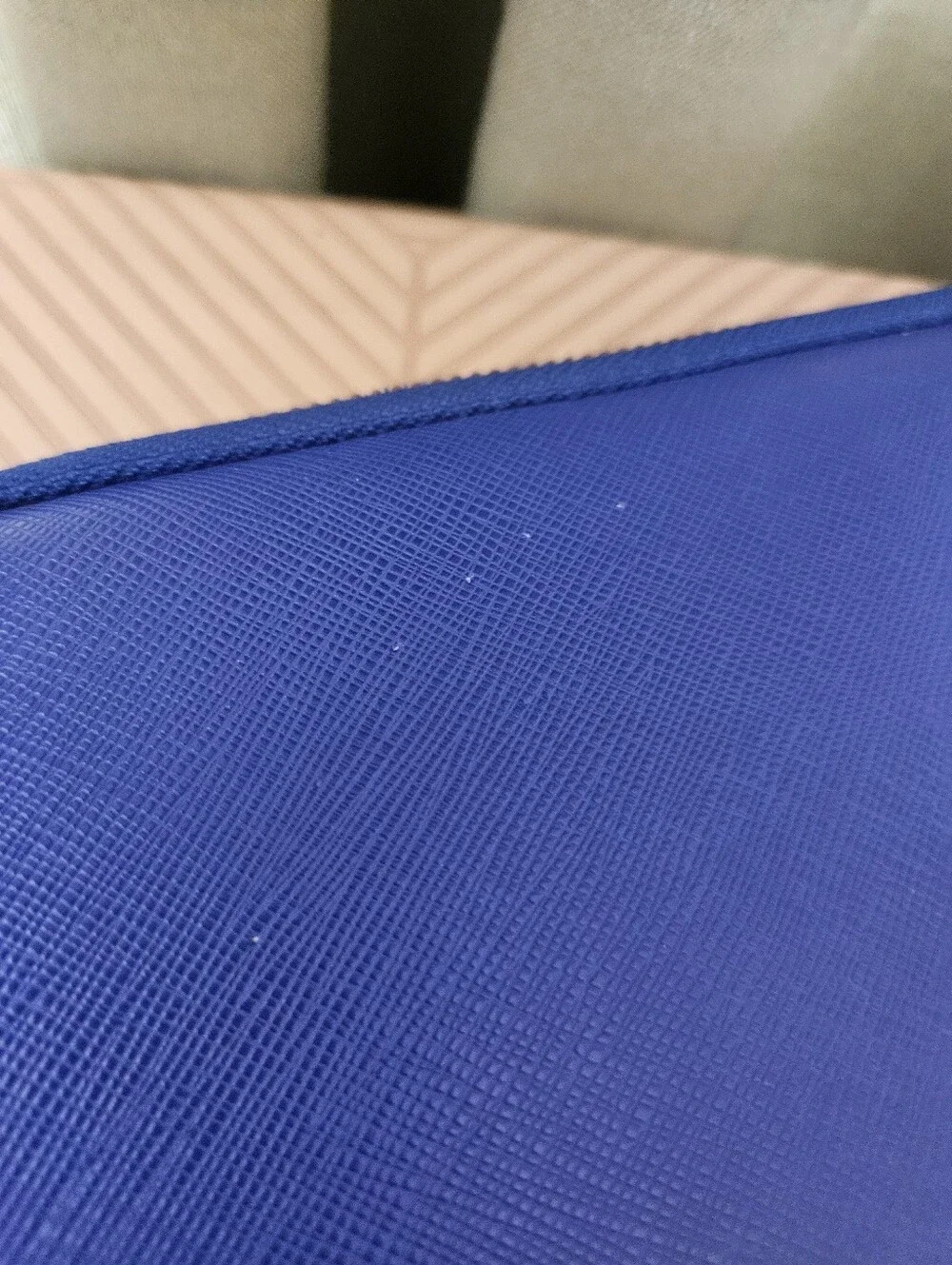 kate spade cobalt blue laptop sleeve with gold logo plaque